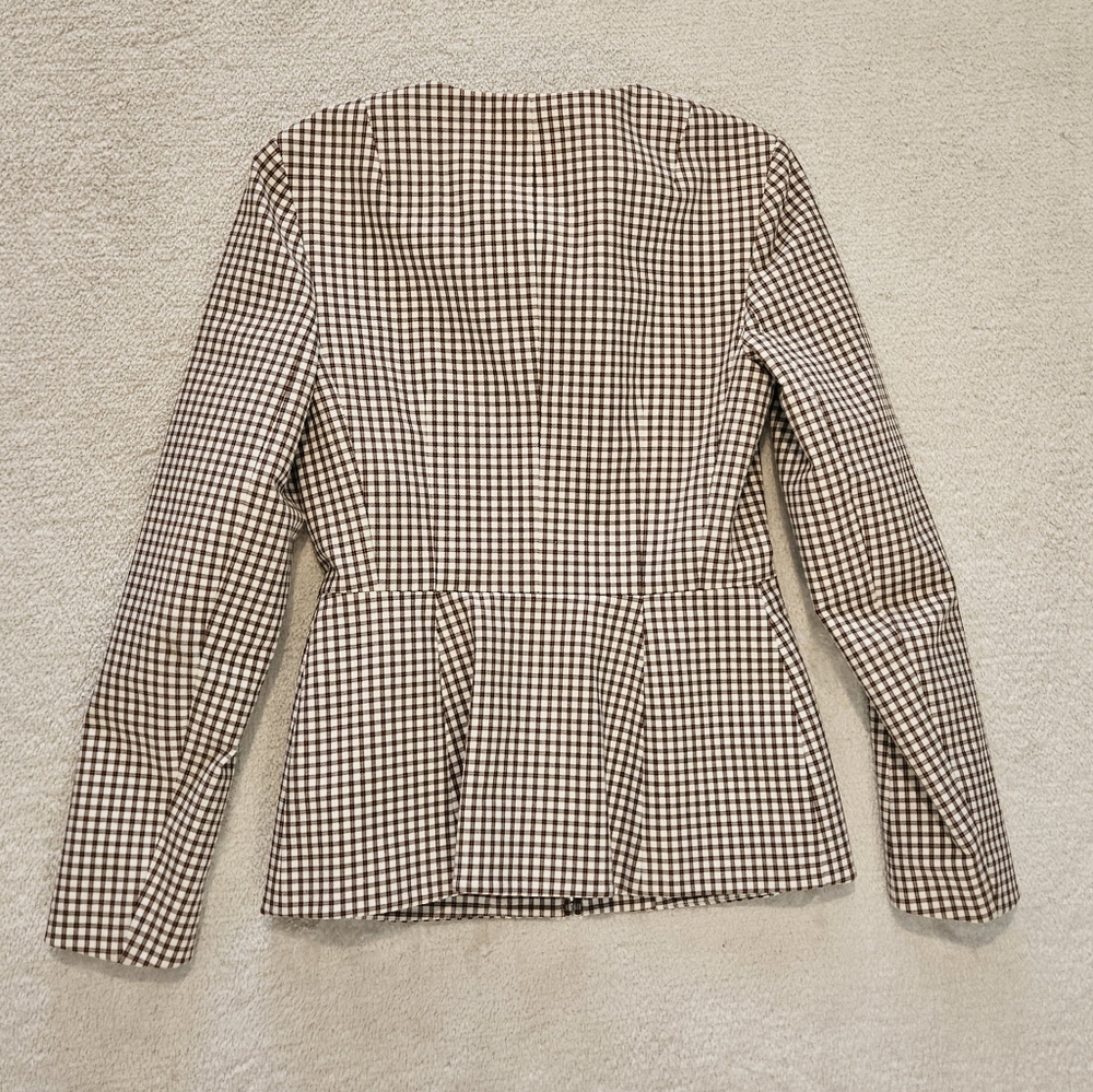 NEW Theory Checked Jacket Blazer Size 4 Brown Minimalist Business Casual Luxury - Picture 10 of 10